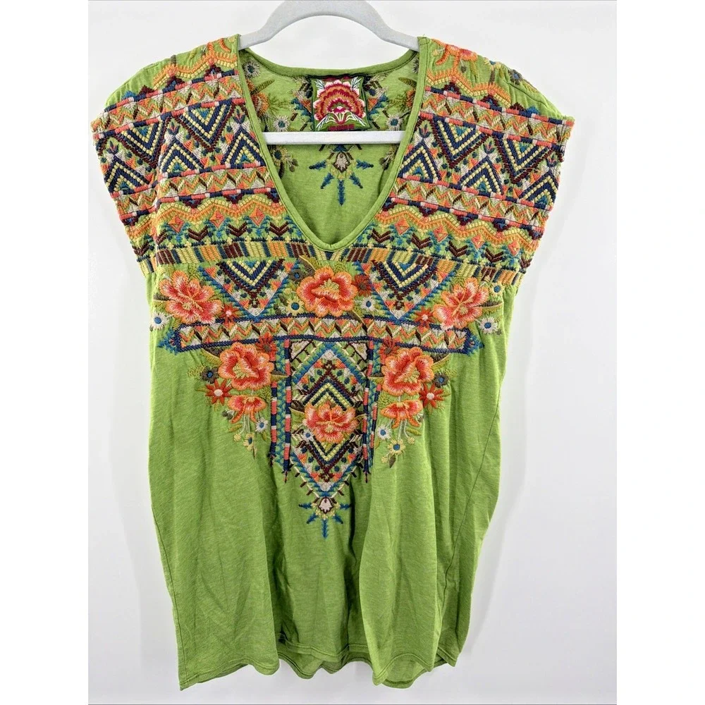 Johnny Was Sentries Tunic Womens Size S‎ Embroidered Boho Festival Fairy